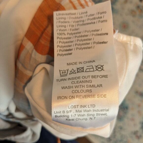 Asos Lost Ink Tie Back Check Midi Dress in Blue and Orange  - 14 - Picture 10 of 11